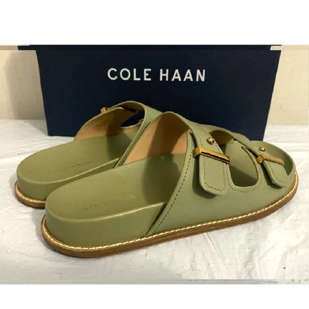 NEW Cole Haan Women's Marisol Footbed Oil Green Leather Sandals - Picture 6 of 8